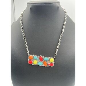 Lot Of 32 Southwestern Style Faux Squash Blossom Necklace Set Silver Tone BOHO